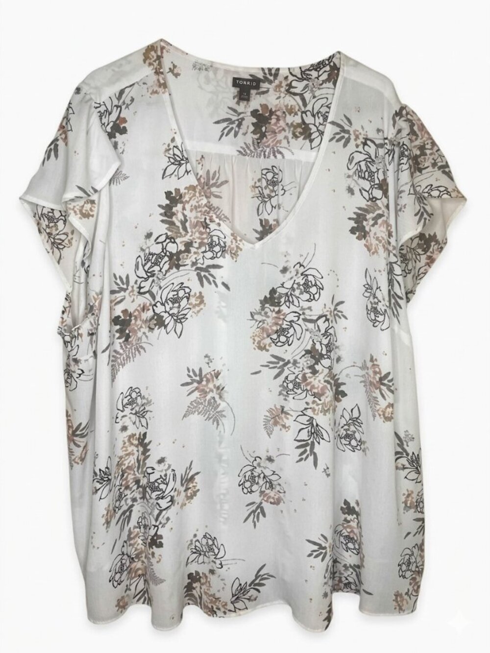 TORRID Floral Georgette Flutter Sleeve Blouse - Size 5X